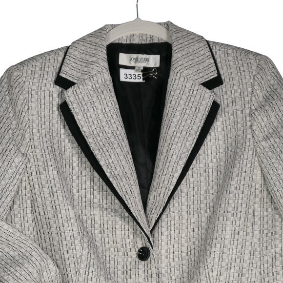 Jones NY Studio Jacket Blazer Womens Size 12 Pockets Metallic Contrast Lapel - Picture 3 of 10